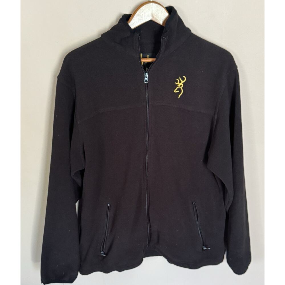 Browning Jacket Men's Fleece Large L Black Full Zip W/ Pockets